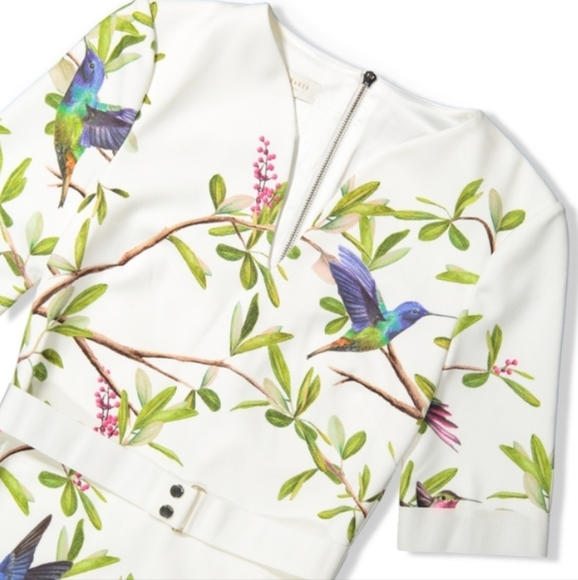 Ted Baker Everly Highgrove sleeved bodycon dress pencil slit zipper birds 2 - Picture 7 of 17